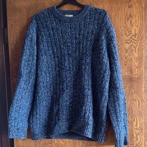 L.L. Bean Men's Heathered Navy lambswool Crewneck Sweater